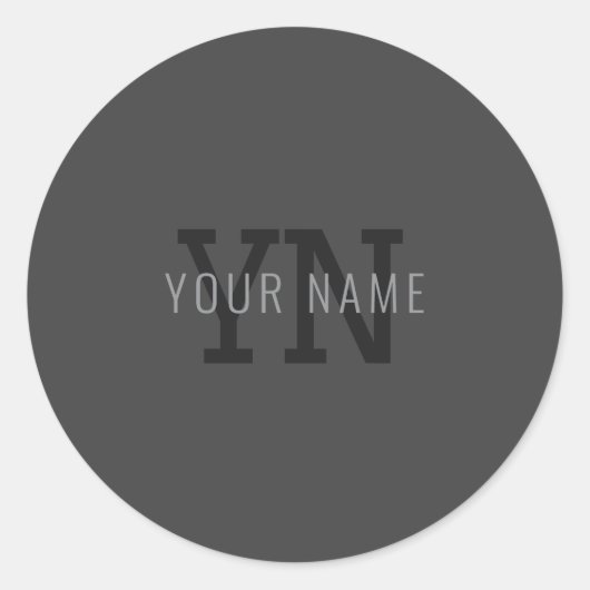 Moderner dunkelgrauer Mit Monogramm Name (oder and Runder Aufkleber (Vorderseite)