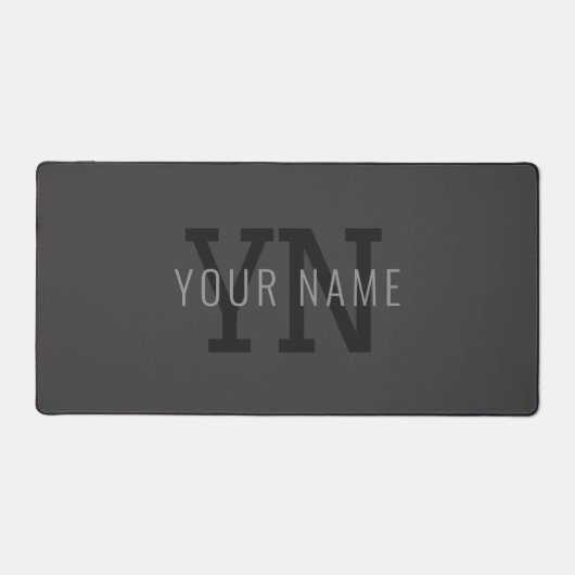 Moderner dunkelgrauer Mit Monogramm Name (oder and Schreibtischunterlage (Vorderseite)