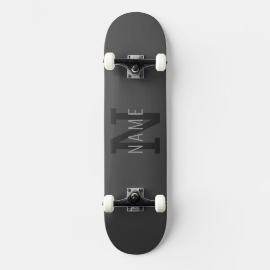 Moderner dunkelgrauer Mit Monogramm Name (oder and Skateboard (Vorderseite)