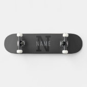 Moderner dunkelgrauer Mit Monogramm Name (oder and Skateboard (Horizontal)