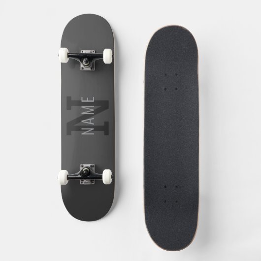 Moderner dunkelgrauer Mit Monogramm Name (oder and Skateboard (Vorderseite)