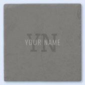 Moderner dunkelgrauer Mit Monogramm Name (oder and Steinuntersetzer