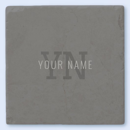 Moderner dunkelgrauer Mit Monogramm Name (oder and Steinuntersetzer