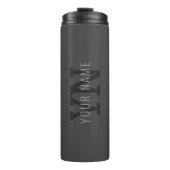 Moderner dunkelgrauer Mit Monogramm Name (oder and Thermosbecher (Vorderseite)