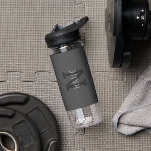 Moderner dunkelgrauer Mit Monogramm Name (oder and Trinkflasche