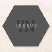 Moderner dunkelgrauer Mit Monogramm Name (oder and Untersetzer (Vorderseite)