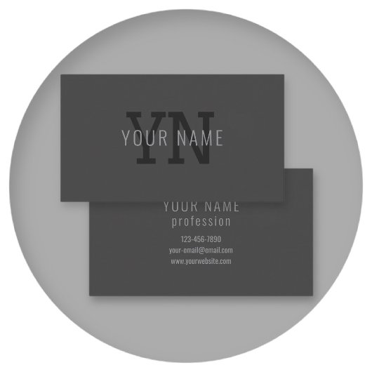 Moderner dunkelgrauer Mit Monogramm Name (oder and Visitenkarte