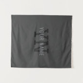 Moderner dunkelgrauer Mit Monogramm Name (oder and Wandteppich (Vorderseite (Horizontal))