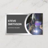 Moderner dunkelgrauer Stahlschweißstoff Welder Visitenkarte (Vorderseite)