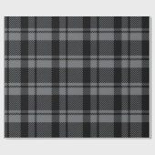 Moderner Dunkelgrauer und Schwarzer Tartan Kariert Geschenkpapier (Flach)