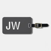 Moderner dunkelgrauer weißer, feiner QR-Code Gepäckanhänger (Vorderseite horizontal)