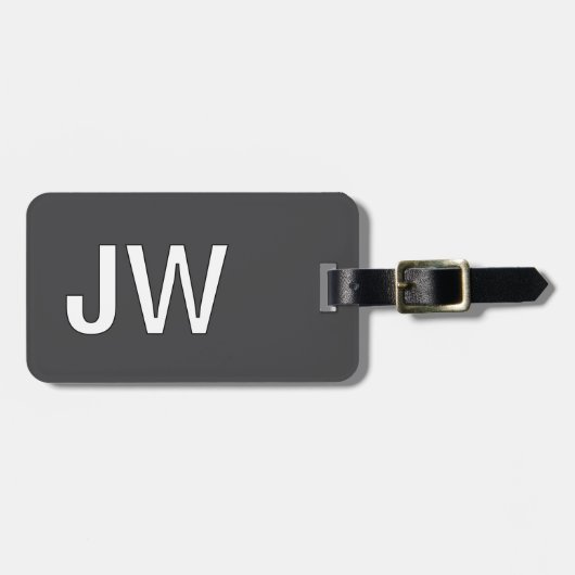 Moderner dunkelgrauer weißer, feiner QR-Code Gepäckanhänger (Vorderseite horizontal)