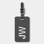 Moderner dunkelgrauer weißer, feiner QR-Code Gepäckanhänger (Vorderseite vertikal)