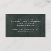 Moderner, dunkelgrüner Friseur Stylist Visitenkarte (Rückseite)