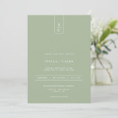 Moderner, dunkelgrüner Minimaler geometrischer Arc Einladung (Stehend Vorderseite)