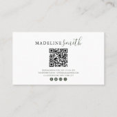 Moderner Dunkelgrüner Schrift-QR-Code Visitenkarte (Rückseite)