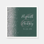 Moderner Dunkelgrüner Silberhochzeitalter mit Napk Serviette (Vorderseite)