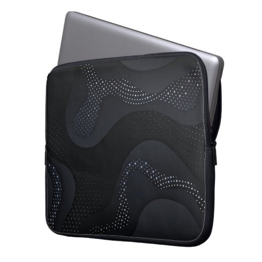 Moderner Dunkelsilber-Halbtonmuster - Laptop-Sieb Laptopschutzhülle (Vorderseite Links)