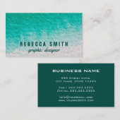 Moderner, dunkler Aquamariner Wasserfarben-Grafikd Visitenkarte (Vorne/Hinten)