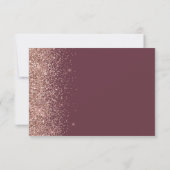 Moderner Dunkler Burgund Rose Gold Glitzer Edge RSVP Karte (Rückseite)