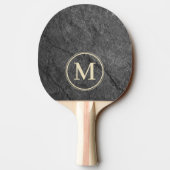 Moderner dunkler Granitstein Monogramm Tischtennis Schläger (Rückseite)