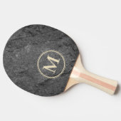Moderner dunkler Granitstein Monogramm Tischtennis Schläger (Seitenansicht)