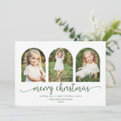 Moderner Dunkler Grüner Foto 3 Weihnachten (Stehend Vorderseite)