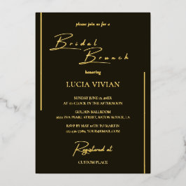 Moderner dunkler grüner Kalligrafie Bridal Brunch Folieneinladung