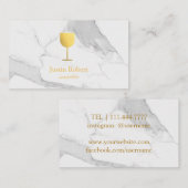 Moderner Dunkler Marmorwein Barkeeper Sommelier Visitenkarte (Vorne/Hinten)