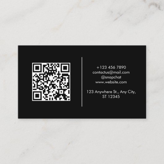 Moderner Dunkler QR-Code Visitenkarte (Vorderseite)