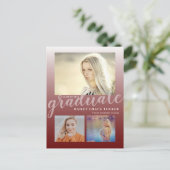 Moderner dunkler roter Burgund Ombre Graduate Absc Postkarte (Stehend Vorderseite)