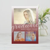 Moderner Dunkler Roter Ombre Graduate 3-Foto-Absch Ankündigung (Stehend Vorderseite)