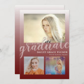 Moderner Dunkler Roter Ombre Graduate 3-Foto-Absch Ankündigung (Vorne/Hinten)