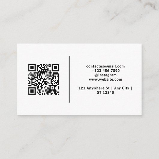 Moderner Dunkler Sand QR Code Visitenkarte (Rückseite)