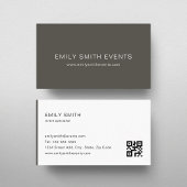 Moderner Dunkler Taupe-Farbblock QR-Code Visitenkarte