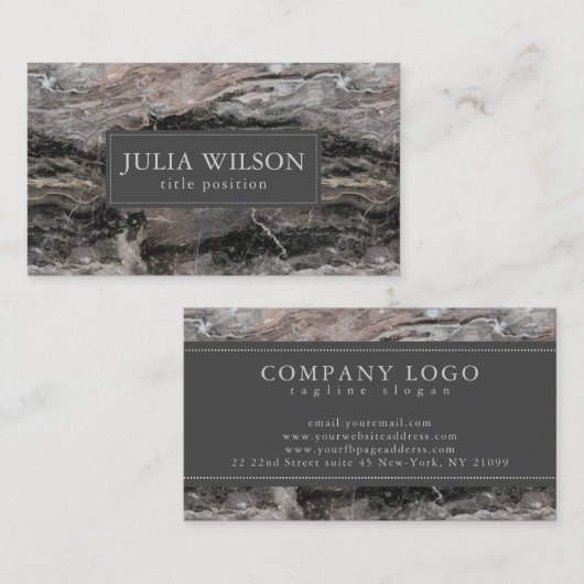 Moderner dunkler und leichter grauer Marmorstein Visitenkarte (Vorne/Hinten)