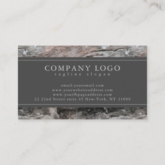 Moderner dunkler und leichter grauer Marmorstein Visitenkarte (Rückseite)