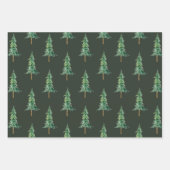 Moderner dunkler Wasserfarbener Weihnachtsbaum Geschenkpapier Set (Vorderseite)