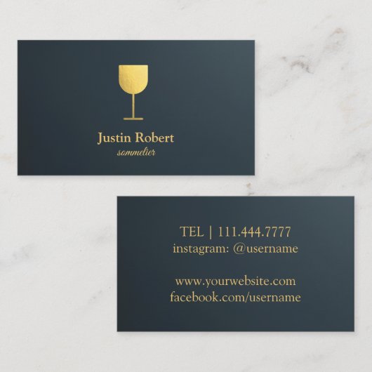 Moderner dunkler Weinkellner Sommelier Visitenkarte (Vorne/Hinten)