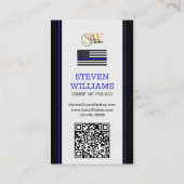 Moderner Dünnblauer Leinen- und QR-Code, Foto/Mono Visitenkarte (Rückseite)