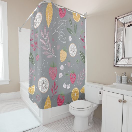 Moderner Duschvorhang aus Grau und Blumen - Chic B (Beispiel)