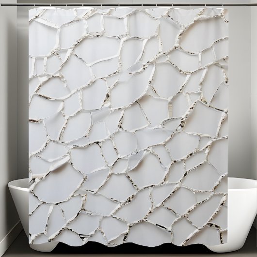 Moderner Duschvorhang mit weißer Folge