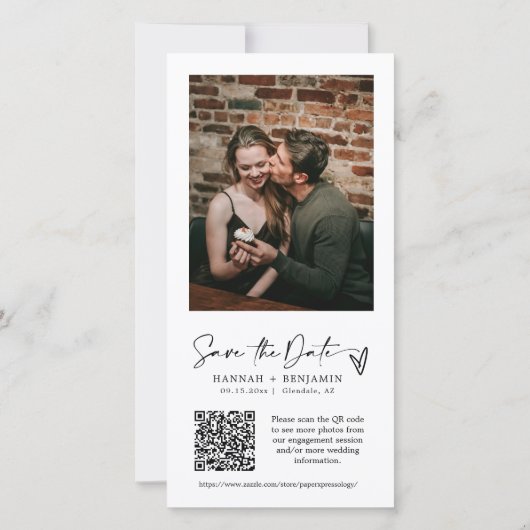 Moderner Dusty Blue Boho Foto Booth Strip QR Code Save The Date (Rückseite)