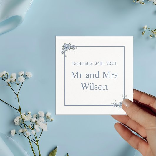 Moderner Dusty Blue Floral Dinner Cocktail Serviette