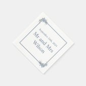 Moderner Dusty Blue Floral Dinner Cocktail Serviette (Ecke)