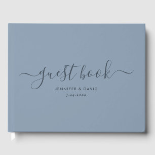 Moderner Dusty Blue Minimalistisch Script Wedding Gästebuch