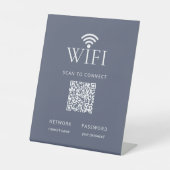 Moderner Dusty Blue WiFi-Netzwerk-Passwort-QR-Code Sockelschild (Vorderseite)