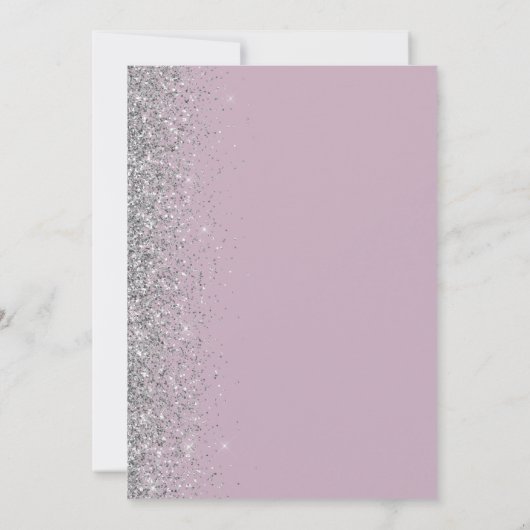 Moderner Dusty Lilac Silver Glitzer Save the Date Ankündigung (Rückseite)