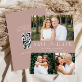 Moderner Dusty Rose 3 Foto QR Code Save The Date