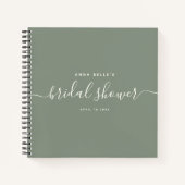 Moderner Dusty Sage Chic Script Brautparty Guest Notizblock (Vorderseite)